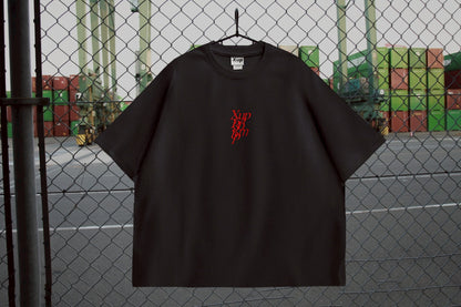 136bpm waffle Tshirt black×red