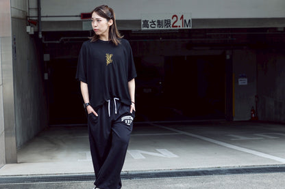 136bpm waffle Tshirt black×yellow