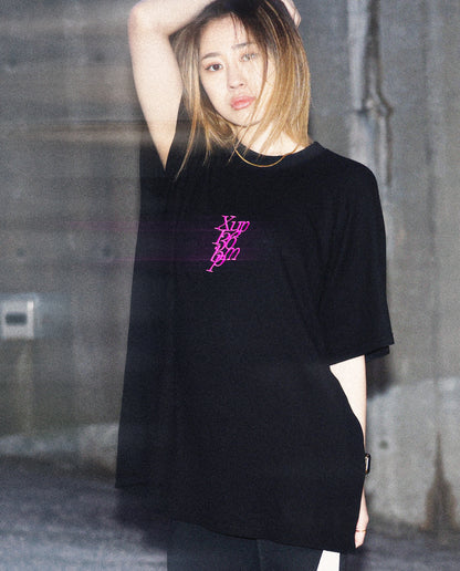 136bpm waffle T shirt  black×pink