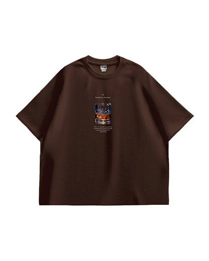 whisky logo T shirt brown