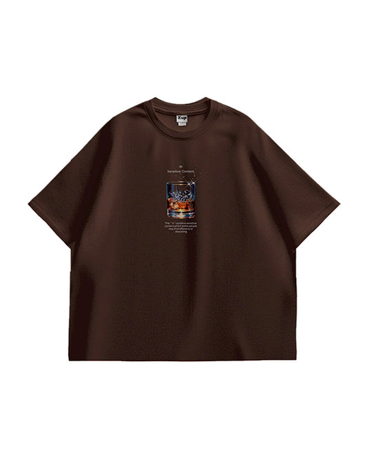 whisky logo T shirt brown