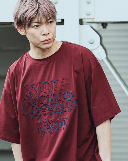 ICONIC DICE Embroidery Tshirt burgundy